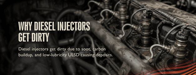 Why Diesel Injectors Get Dirty: Diesel injectors get dirty due to soot, carbon buildup, and low-lubricity ULSD causing deposits