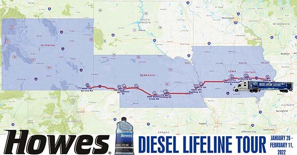 Map of Howes Diesel Lifeline Tour route.