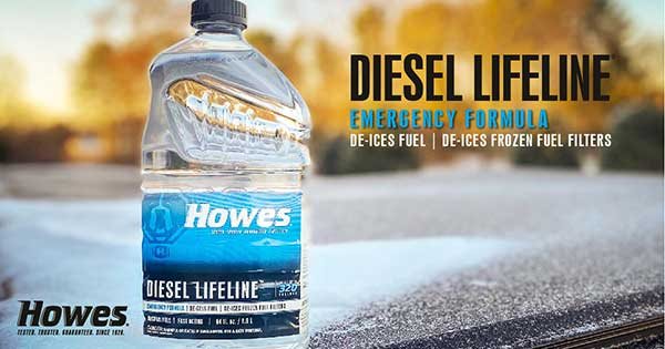 Howes Diesel Lifeline bottle on snow